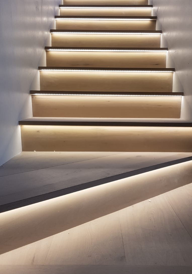 stairs with lights